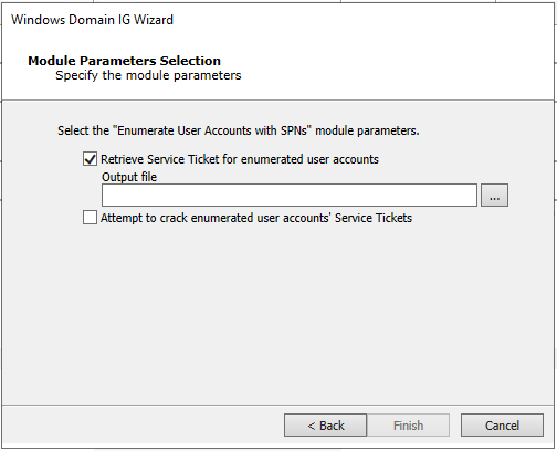 Windows Domaing IG - Enumerate User Accounts with SPNs - Modules Parameters